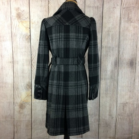 ❤️Vintage Wool Coat Black Grey Y2K - Picture 2 of 8